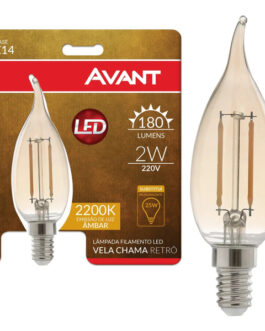 LÂMPADA LED FILAMENTO RETRÔ CHAMA 2W E14 AMBAR – AVANT