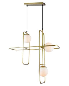 PENDENTE GLOBE III 3XG9 OPALINO DOURADO -LUMINATTI